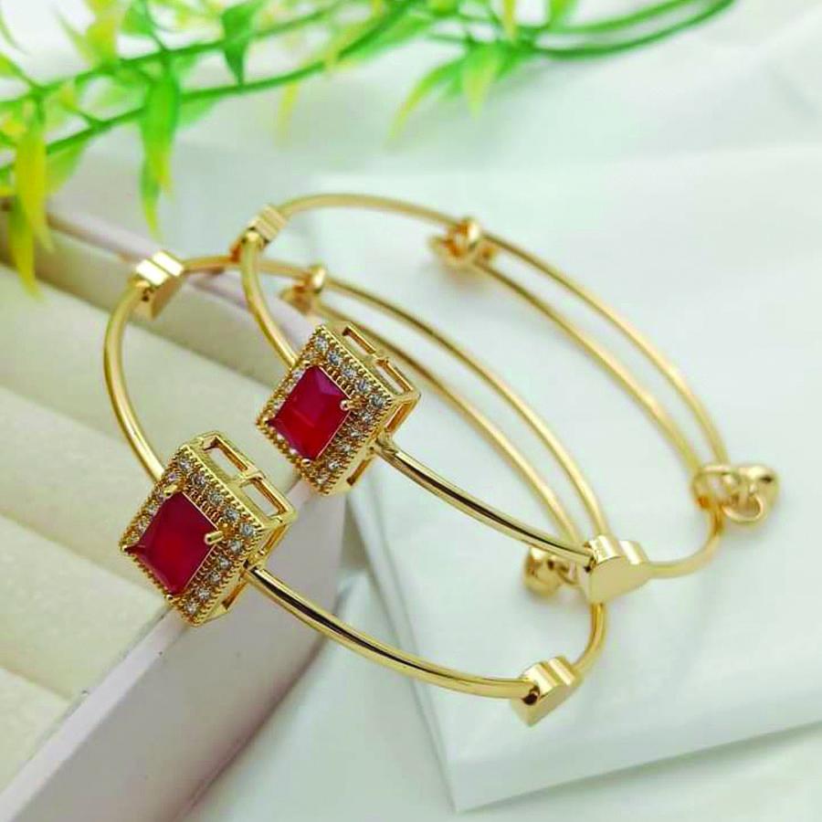 2 Pcs Gold Plated Crystal Kara Bangle