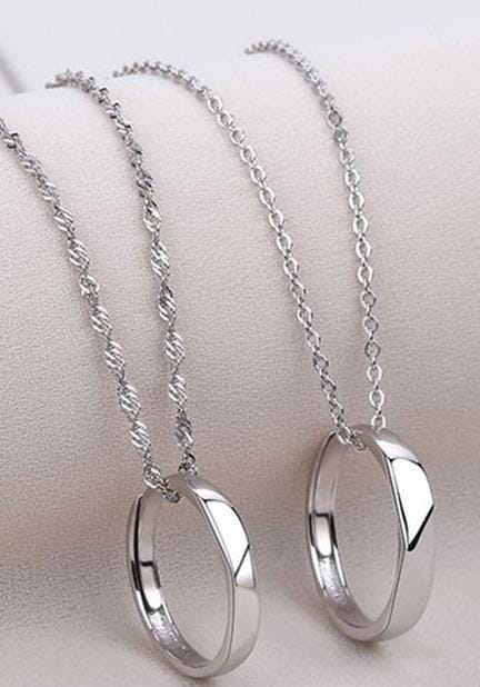 Silver Ring Pendant Necklace – Pack of 2