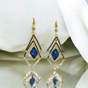 Dazzling Sapphire Geometric Drop Earrings