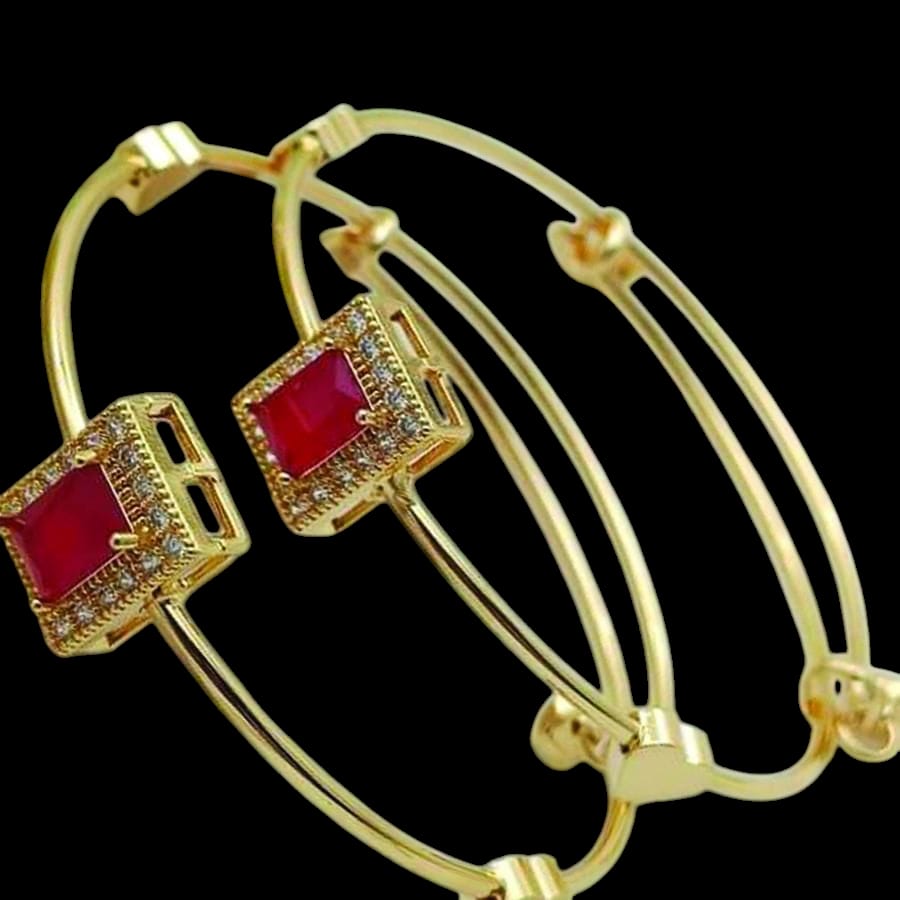 2 Pcs Gold Plated Crystal Kara Bangle