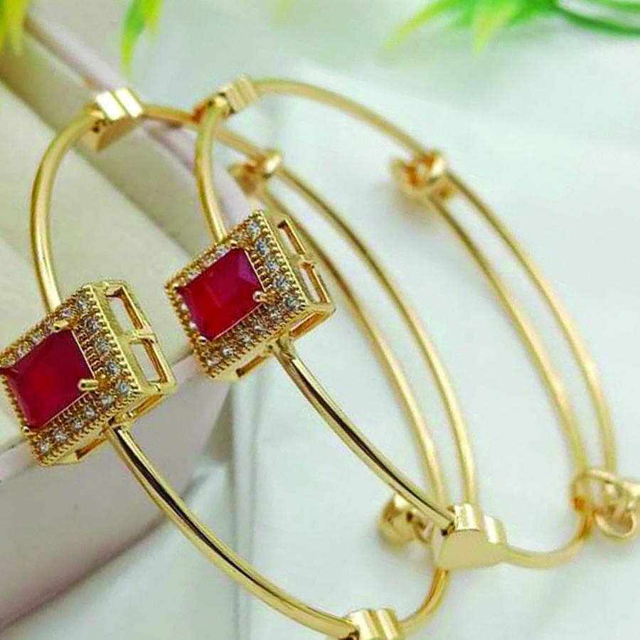 2 Pcs Gold Plated Crystal Kara Bangle