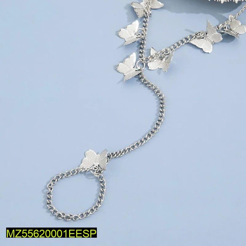 Butterfly Charm Finger Ring Bracelet