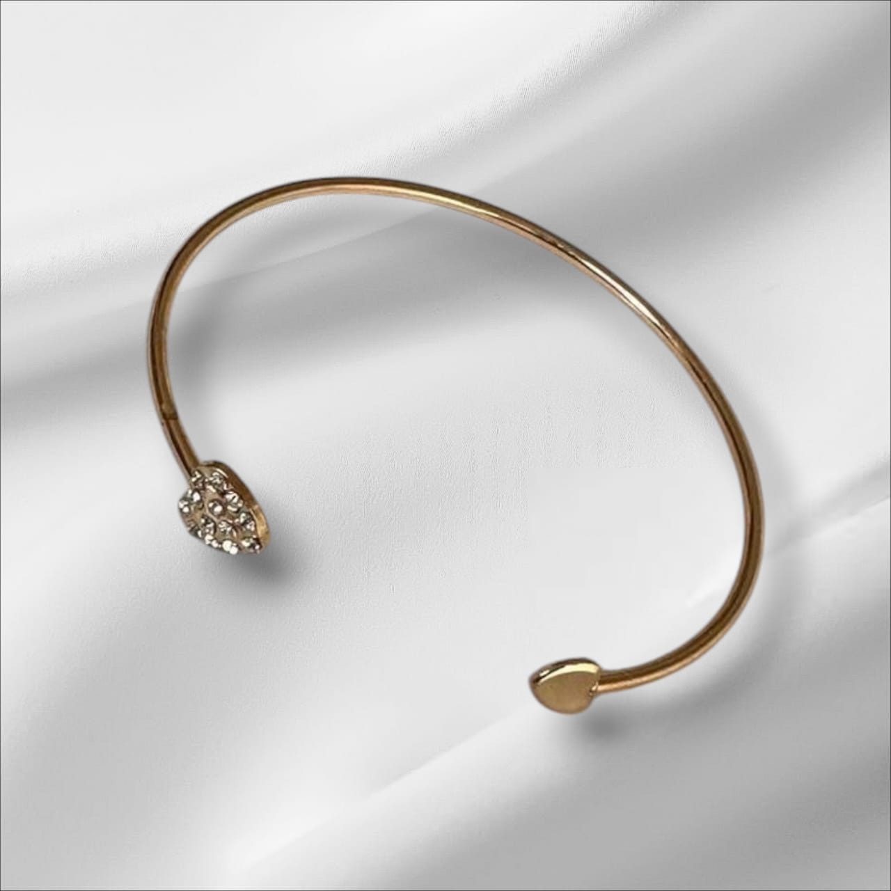 Gold Plated Adjustable Heart Bangle Bracelet