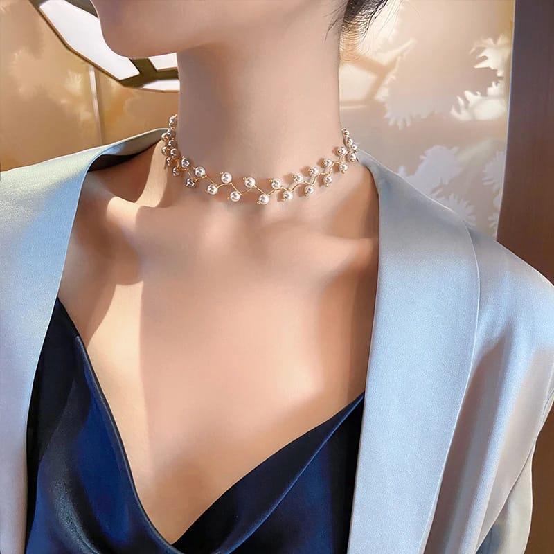 Elegant Pearl Vine Choker Necklace