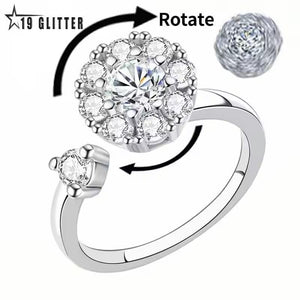 Silver Multi-Charm Adjustable Ring with Zircon Stone
