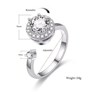 Silver Multi-Charm Adjustable Ring with Zircon Stone