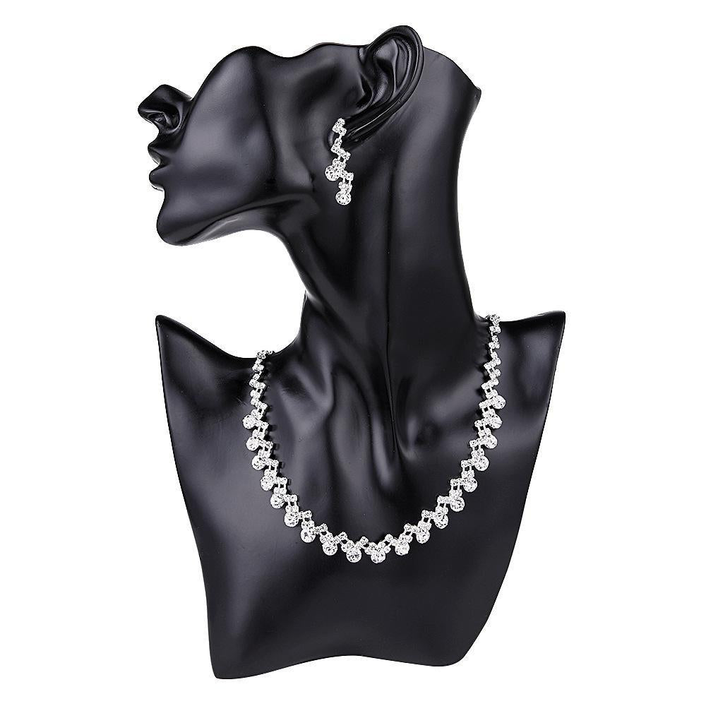 Silver-Plated Rhinestone Jewelry Set