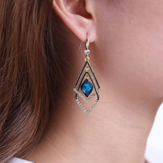 Dazzling Sapphire Geometric Drop Earrings