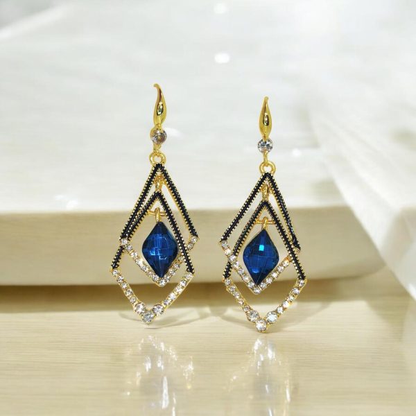 Dazzling Sapphire Geometric Drop Earrings