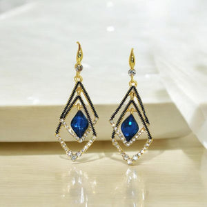 Dazzling Sapphire Geometric Drop Earrings