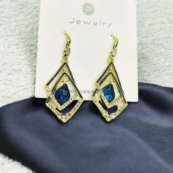 Dazzling Sapphire Geometric Drop Earrings