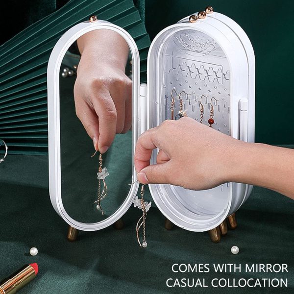 Screen Folding Jewelry Box Jewellery Box Organiser With Mirror (random Color)