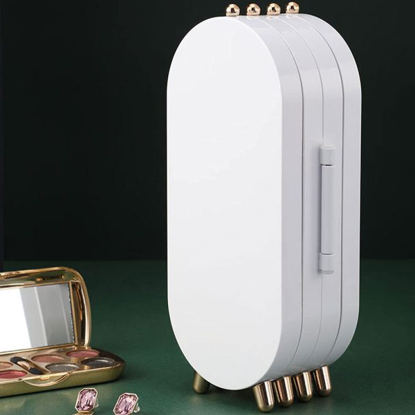 Screen Folding Jewelry Box Jewellery Box Organiser With Mirror (random Color)